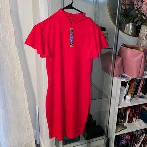 High neck grill sleeve bodycon dress